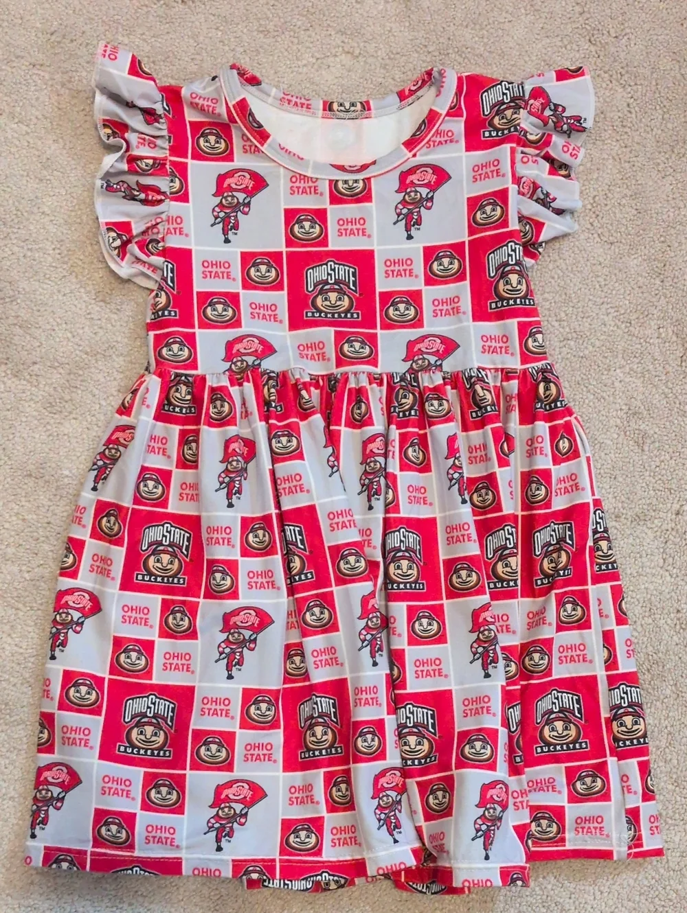 Girls' Ohio State Buckeyes Flutter-Sleeve Dress